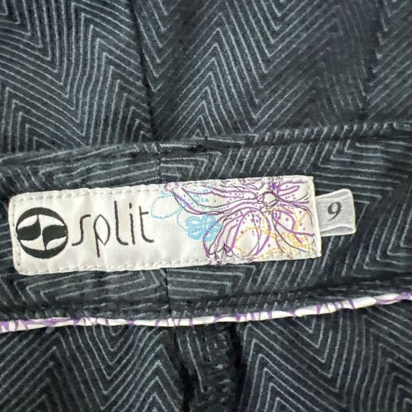 Split Shorts Women 9 Grey Cheveron Print Cargo Casual Bottoms Juniors - Picture 3 of 10